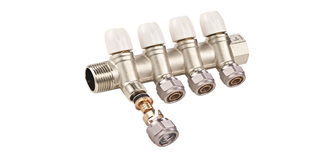 Coletor de Distribuição de Latão niquelado com alça de plástico 