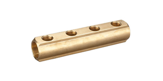 Coletor de Distribuição de Latão dourado com quatro aberturas
