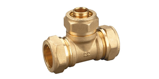 Conectores Rápidos de Compressão em T x/ junta de compressão para tubo PEX