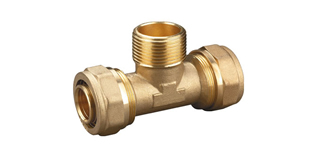 Conectores Rápidos de Compressão macho em T para tubo PEX
