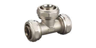 Conectores Rápidos de Compressão em T para tubo AL-PEX Niquelado
