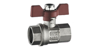 Mini válvula Esférica niquelado fêmea/fêmea com alça em borboleta